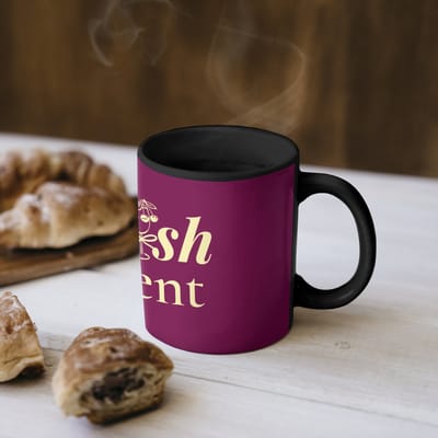 Magische Mok - Foto op Warmte Mokken - Koffiemok - Cherish every moment - Cocktailglas - Bordeaux - Magic Mok - Beker - 350 ML - Theemok - Mok met Tekst