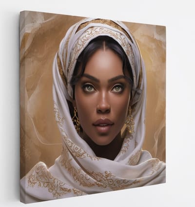 Saammp Canvas Schilderij - Abstract - Afrikaanse Vrouw - Beige - 20x20 - Foto op canvas - Wanddecoratie - Muurdecoratie Woonkamer - Slaapkamer decoratie - Canvas Print