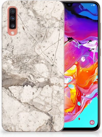Samsung Galaxy A70 TPU Siliconen Hoesje Marmer Beige