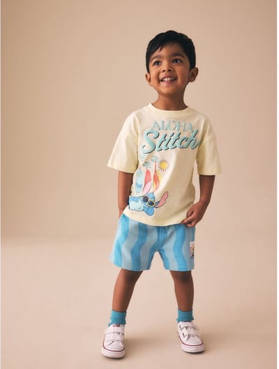 Next - Jongens - Set van Lilo & Stitch T-shirt en short - Geel