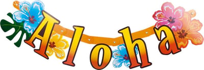 Boland - Kartonnen letterslinger Hibiscus 'Aloha' - Tropisch - Hawaii - Tuinfeest - Themafeest - Verjaardag