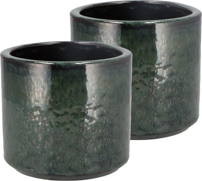 DK Design Bloempot model Green Glaze - 2x - groen - D14 x H15 cm - glanzend