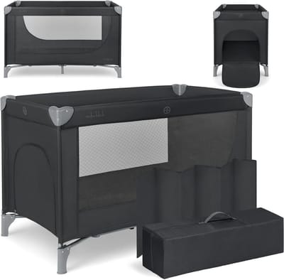Babybed Opvouwbaar - Reisbed Kinderbed - Veilig Slapen Spelen - Compact Draagbaar - 120 x 60 cm - Zwart