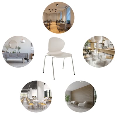 Bezoekersstoel / vergaderstoel / stapelstoel T36 VI kunststof / staal wit / chroom hjh OFFICE