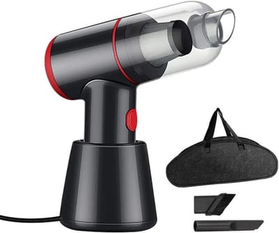 Mini Stofzuiger - Draadloze Reiniger - Auto Interieur - Met Docklader - 16.5 cm - Rood