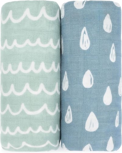 Cubs 2 Pack mousseline inbakeren dekens neutrale ontvangende deken inbakeren, wrap voor jongens en meisjes, baby benodigdheden, register en cadeau (regen en dood)