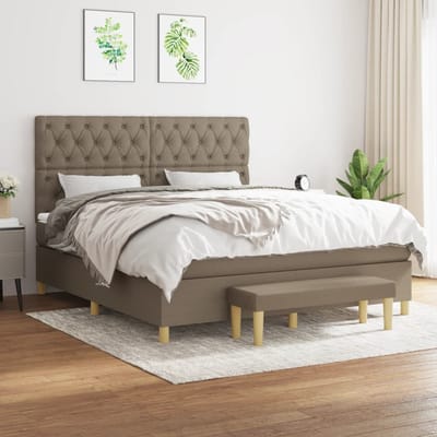 vidaXL - Boxspring - met - matras - stof - taupe - 160x200 - cm