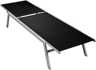 Ligstoel - Tuinstoel Relaxstoel - Buiten Ontspannen - Onderhoudsvriendelijk Textileen - 200 x 58 cm - Zwart
