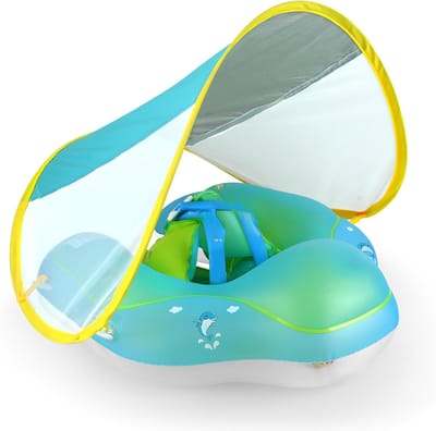 Babyzwemband, opblaasbare zwemband voor kinderen met veiligheidssteun, zwembadaccessoire voor de bodem, maat S