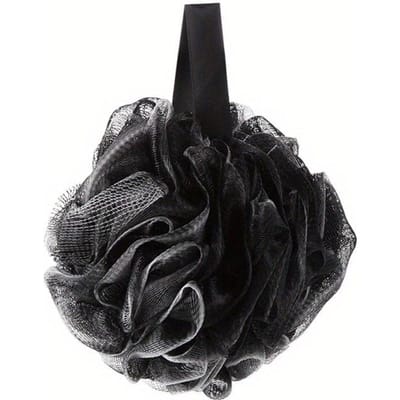 Éponge Douche Douce en Maille Moussante Exfoliante Gommage Noir Boule à Bulles de Bain Nettoyant pour la Peau du Corps Outil de Nettoyage Accessoires de Bain black