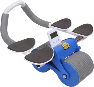 Abdominal Wheel - Buikspierroller Core Trainer - Kracht Training - Automatische Terugslag - 32 x 24 x 17 cm - Blauw
