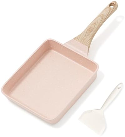 RIOVARM Antiaanbaklaag Tamagoyaki omeletpan, inductie, eierpan met granietcoating, kleine braadpan zonder PFOA, eierpocheerpan voor ontbijt, pannenkoekenpan, campingpan