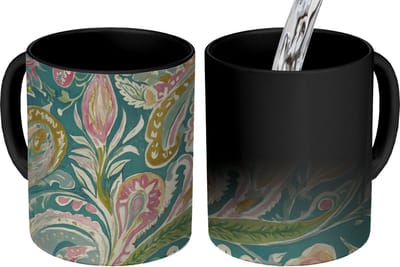 Magische Mok - Foto op Warmte Mokken - Koffiemok - Patroon - Kleurrijk - Sierlijk - Groen - Magic Mok - Beker - 350 ML - Theemok