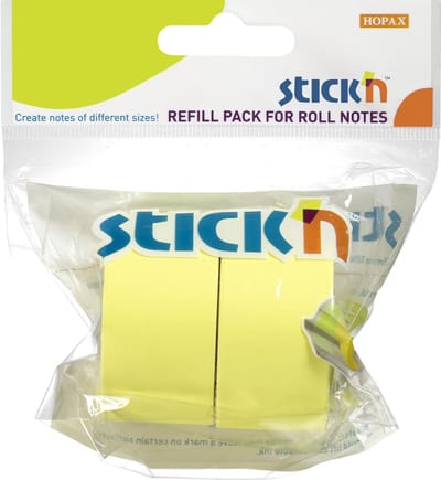 Stick'n Roll note - 25mmx10m - Navulling - 2 rollen - Neon geel - Sticky notes tape