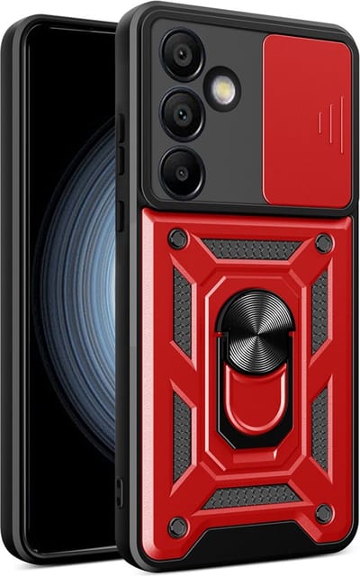 MobyDefend Hoesje - Geschikt voor Samsung Galaxy S24 FE - Pantsercase Met Draaibare Ring - Rood