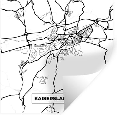 Muurstickers - Sticker Folie - Kaart - Kaiserslautern - Plattegrond - Stadskaart - 100x100 cm - Plakfolie - Muurstickers Kinderkamer - Zelfklevend Behang XXL - Zelfklevend behangpapier - Stickerfolie