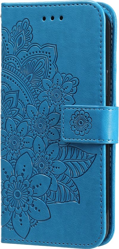 Hoesje geschikt voor Samsung Galaxy A26 - Bookcase - Pasjeshouder - Portemonnee - Bloemenprint - Kunstleer - Blauw