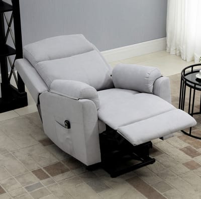 MIVRAY Relaxfauteuil 83 x 89 x 102 cm - Elektrische Sta-Op Hulp En Ligfunctie - Voor Woonkamer En Lezen - Stoffen Bekleding Lichtgrijs
