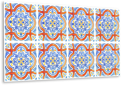 Tulup PVC Wandpaneel - Azulejo-Stijl Graphics Vinyl Wandpaneel - 100 cm x 50 cm - Veelkleurig PVC Muurpaneel - 1 stuk - Zelfklevend Wandpaneel - Mozaïek Wandbekleding - Zelfklevende Wandbekleding - Plaktegels Keuken en Badkamer