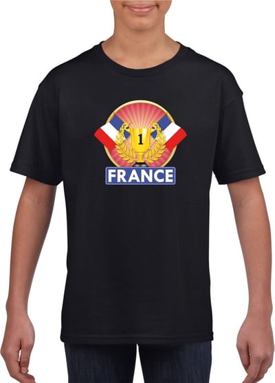 Zwart Frans kampioen t-shirt kinderen - Frankrijk supporter shirt jongens en meisjes 110/116