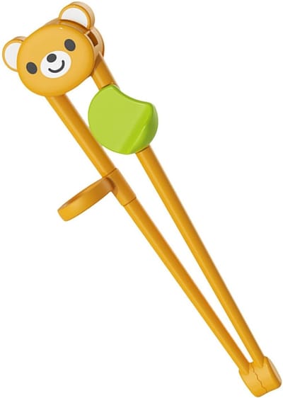 Peysaitr - Kindertrainingseetstokjes - Kindertrainingsstokjes - voor peuters & kleuters - Beertje-patroon - Oranje - 15,5 cm - 1 stuk