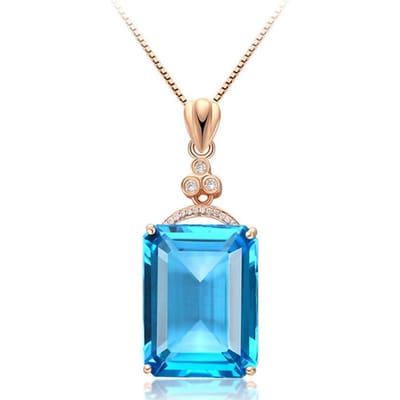 POMOiii Nieuwe Stijl Temperament Rechthoekige Zeeblauwe Kleur Hanger Vrouw Natuurlijke Zirkoon Sleutelbeenketting Charm Bruiloft Verloving Fijne Sieraden