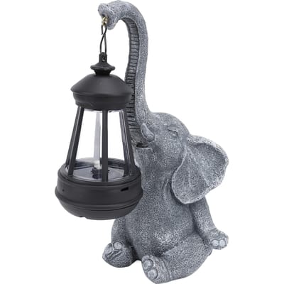 Olifantenbeeld Zonne-energie Licht Sculptuur Decor Tuindecoratie Zonne-energie Licht Buiten Tuinbeeld voor gray