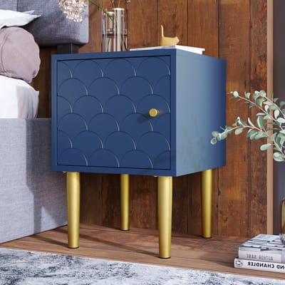 Nachtschrank Marineblauw 35x35x50 cm - Bijzettafel Voor Slaapkamer En Woonkamer