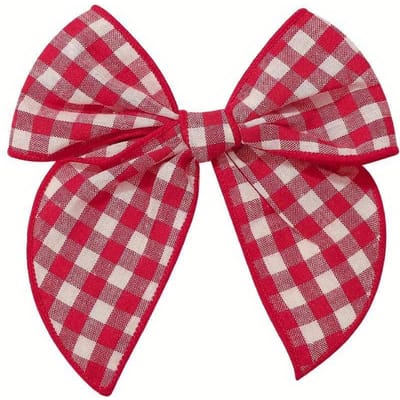 Vrolijke Strik Haarspeld Klassiek Ruit Kerstkleur Stof Haarclips Handgemaakt voor Kinderen Meisjes Haaraccessoires red
