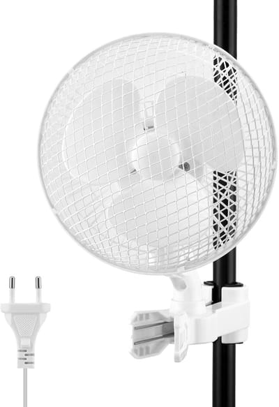 SnelShoppen - Grow Ventilator met Clip 25W - Oscillerende Clipventilator 2 Snelheden - 2200 omw/min - 20 cm Diameter - 1,5 m Kabel - Ideaal voor Groei
