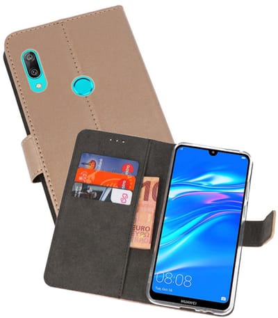 Booktype Telefoonhoesjes - Bookcase Hoesje - Wallet Case - Geschikt voor Huawei Y7 / Y7 Prime (2019) - Goud