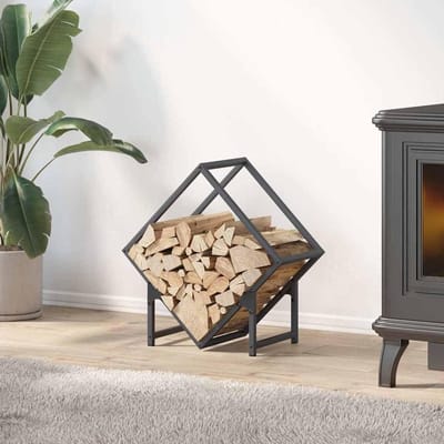 Houthaard Rek - Houtopslag Rek - Haardhout Opslag - Stabiele Constructie - 50x25x50 cm - Antraciet