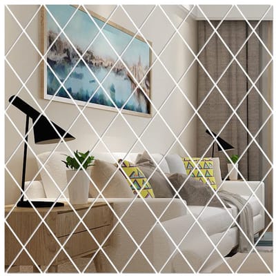 Spiegel Sticker Set - Acryl - Wandspiegel - Woonkamer Decoratie - Zilver