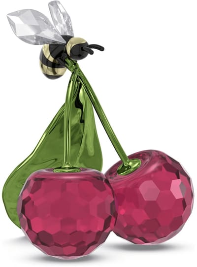 Swarovski beeldje Bij en Kersen 5667550 | Decoratief object voor in huis, tuin en vitrine | Idyllia collectie, meerkleurig stijl