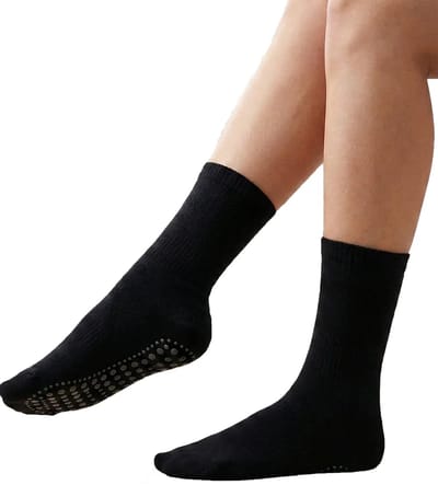 Antislip sokken met ABS noppen 1 paar - Katoenen Grip sokken - Tegen uitglijden - 50 - Zwart