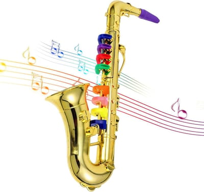 Saxofoon Speelgoed - Muziekinstrument Kinderen - Muziek Ontdekken - Zeven Instrumentale Modi - 45 x 17.5 x 8.7 cm - Goud
