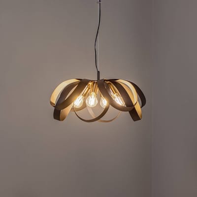 Euluna hanglamp Petla, zwart/goud, metaal, Ø 65 cm