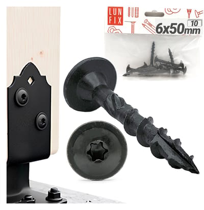 LUN FIX - Houtschroeven 6x50 mm - 10 stuks - verzinkt - schotelkop, torx schroeven voor akoestische panelen