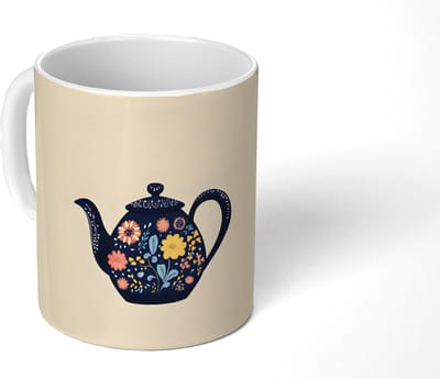 Mok - Koffiemok - Theepot - Kleurrijk - Bloemen - Mokken - 350 ML - Beker - Koffiemokken - Theemok