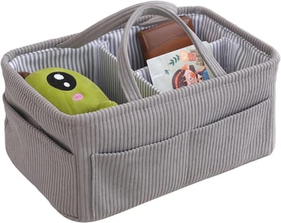 Luier Organizer - Draagbare Opbergtas - Babykamer Organiseren - Ruime Opbergoplossing - 38x25x18cm - Grijs