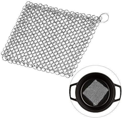 Gietijzeren Chainmail Scrubber voor Kookgerei - Roestvrij Staal en Niet-Kras