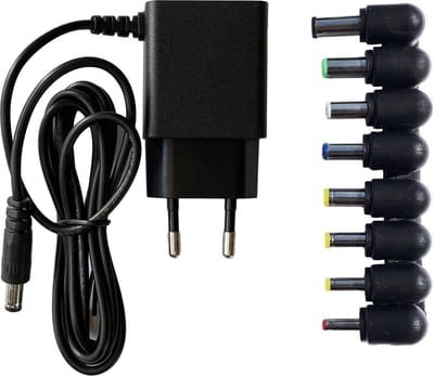 Adapter 12V 1A - 12W voeding - incl. 8 stekkertjes