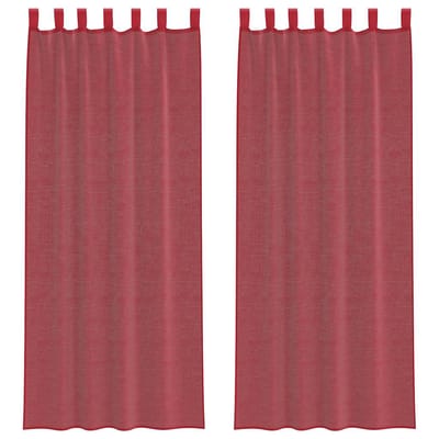 vidaXL - Gordijnen - voile - met - roedezakken - 2 - st - wijnrood