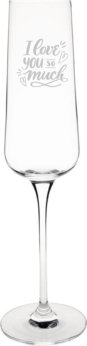 Gegraveerde Champagneglas 27cl I Love you so much - valentijnsdag - valentijn