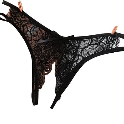 Erotische String Met Open Kruis I Sexy Slipje I Slip I Erotisch Ondergoed I Met Strik I One Size I Voor Heupomtrek 70-110 CM I Zwart