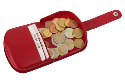 Houtkamp Compacte portemonnee voor kleingeld - Padvindersportemonnee - Echt Leder - Ruimte voor Muntgeld en Pasjes - Rood
