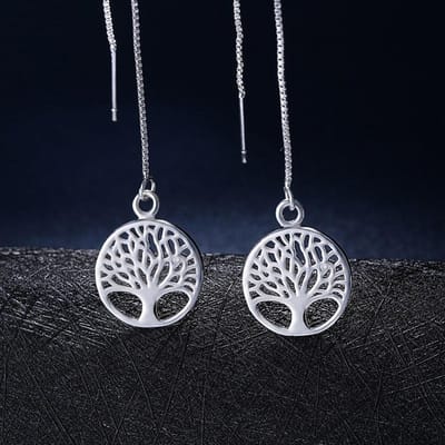 925 Sterling zilveren oorbellen voor vrouwen bruiloft sieraden levensboom meisje cadeau leuke mode kerst paar cadeau hoepel gray