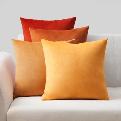 Famanu - Kussensloop van fluweel, kussenhoes voor sofakussen, sierkussen, decoratie voor bank, slaapkamer en woonkamer, zacht kleurverloop, set van 4 kussenslopen, 45 x 45 cm, geel