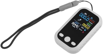Annadue 5-in-1 Luchtkwaliteitsmonitor, CO2-detector met Slimme Tester, Vochtigheidstemperatuurmeter, Draagbare Binnenluchtkwaliteitsmeter voor Thuis, op Kantoor (WHITE)