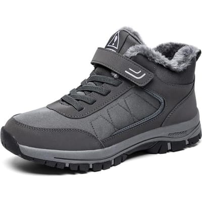 Heren High-Top Winter Outdoor Warme Katoenen Schoenen Dames Casual Anti-Slip Wandelen Sneeuwlaarzen Klassieke Pluche Suède Loafers Unisex 39 gray
